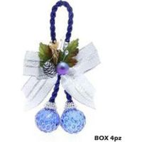 4 pendoli con fiocco per albero di natale - colore argento - decorazioni addobbi natalizi