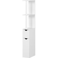 Colonna bagno 2 ripiani 2 armadietti mobile alto salvaspazio bianco 15,2x29,8x118 cm