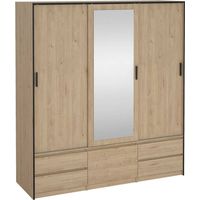 Dmora - Armadio multiuso grande Agnes, Mobile multifunzionale, Mobiletto scarpiera, Guardaroba porta scarpe, 181x60 h200 cm, Rovere