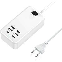Chargeur USB C, chargeur USB 6 ports, 2 ports USB-C + 4 ports USB-A, chargeur multi-USB.