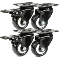 4 x Noir lourd 50mm Roues pivotantes en PU chariot roulette de meubles roue de chariot industriel