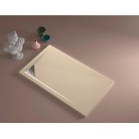 Plato de ducha resina TRINITY crema 90x90 cm rejilla inox a la izquierda
