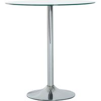 Mesa Comedor Redonda 2 Personnes Verre Trempé Argent, Table Moderne 80x80 cm