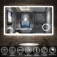 LED Badspiegel Touch Wandspiegel Badezimmerspiegel Beschlagfrei+Uhr+Bluetooth+Kosmetikspiegel+3 Farben Dimmbar+LED Memory Funktion 140 x 80 cm