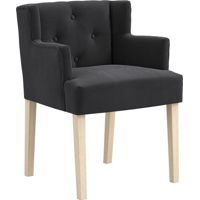Shay Winged Indoor Chair with Arms - Linen Blend/Rubber Wood - L57 x W56.5 x H79 cm - Anthracite/Blonde - Partially Assembled