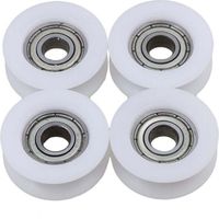 Lot de 4 poulies de guidage à roulement à gorge en U 6 x 24 x 9 mm