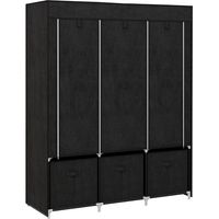 Armadio in Tessuto Guardaroba Pieghevole Salvaspazio 125x43x162.5cm Nero