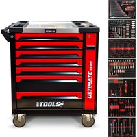 Servante d'atelier BM TOOLS 8-7-ULTIMATE-SERIE - 296 Outils haute qualité inclus, 7/8 tiroirs pleins, Chariot TOOLS, Clé Dynamo