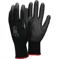 ECD Germany 24 Paia Guanti da Lavoro in Nylon 7-S Guanti Meccanico Multiuso in PU, Taglia 7-S, Colore Nero Guanti di Protezione in Nylon adatti per Lavoro Privato e Professionale Guanti per Giardino