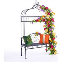 Rose Arch With Bench - Black Metal Garden Trellis