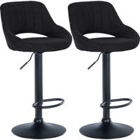 Lot de 2 tabourets de bar Milet en tissu Noir Métal noir mat