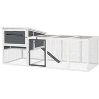 Pollaio per Galline con Casetta e Nido per Cova, Area Esterna, 214x101x91.5cm, Grigio