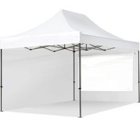 3x4.5m Pop Up Gazebo PREMIUM Steel 40 mm, incl. Sidewalls with Panorama Windows, white High Performance Polyester approx. 350g/m²