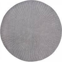 Tapis rond fait à la main Ø150cm gris en laine motif faux uni pour salon FOLIA