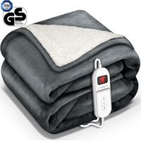 sinnlein® Heizdecke mit Abschaltautomatik 180x130cm Dunkelgrau Elektrische Wärmedecke mit 9 Temperaturstufen Kuscheldecke waschbar Bett, Sofa Decke elektrisch mit Timer Digitalanzeige