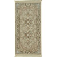 Tapis persan Sheeyla - 400x100cm, Rectangular - 100% Acrylique - Tissé - Vert olive