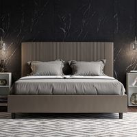 Letto matrimoniale contenitore imbottito 160x210 similpelle cappuccino Goya