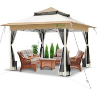 Vounot – Tonnelle de jardin 3,6x3,6m pliable – Acier robuste – Moustiquaire amovible – Hauteur réglable – Sacs de sable inclus
