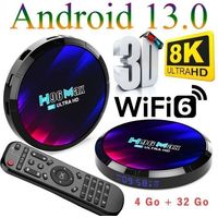 Android TV Box, Boitier iptv Android 13.0 TV Box 4GB RAM/32GB ROM smart media player 2.4GHz/5.0GHz WiFi BT5.0 8K 3D Smart TV Box