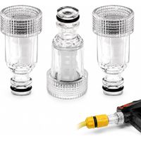 3 Pack Pressure Washer Inlet Filters, 3/4 Inch Thread Plastic Water Filter Connectors, Universal Hose Tap Fittings for Electric Pressure Washers