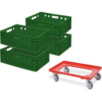 BRB 4x Fleischkasten E2, LxBxH 600x400x200 mm, inkl. Transportroller (grün)