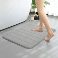 Absorbent Bath Mat, 43 x 63 cm Non-Slip Bathroom Mat, Soft Machine Washable Bathroom Mat for Shower and Bath, Grey - Crezuo
