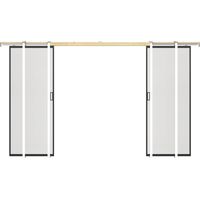 Porta scorrevole doppia con sistema a incasso 2xH205xL93 cm Alluminio e Vetro temperato smerigliato - LINCI II