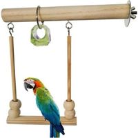 Balançoire en bois pour perroquet, jouets de ronflement, couleur bois, barre de support, perchoir de couchage, anciers avec perles,