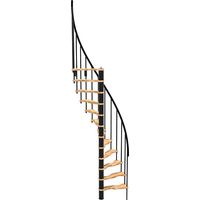 Wendeltreppe 12 Stufen - erreichbare Höhe 2.47 bis 3.05m - schwarze Struktur und Buchestufe - Durchmesser 140cm - SUON140/NH-12