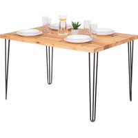 LAMO Manufaktur Table è manger, table pour salle è manger 120x80x76 cm, Bois massif, Creative, Frène Naturel / Acier Brut, LEG-01-A-002-0000Cr