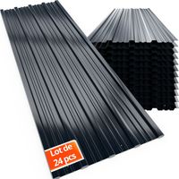 Gardebruk – Lot de 24 tôles profilées ondulées galvanisées 129cm x 46cm – Surface 14m² – Pré-percées avec 6 grands et 10 petits trous – Inoxydables