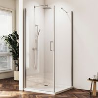 Duschkabinen Schwingtür 80x80 cm Eckeinstieg mit Seitenwand Duschkabine Drehtür 80cm mit Seitenwand 80cm Duschabtrennung Pendeltür Komplett Dusche 6mm NANO EGS Glas Duschwand Höhe 195cm