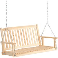 Outsunny Gartenschaukel für 2 Personen Schaukelbank Hängebank Massivholz Patio Terrasse Hinterhof Natur 117 x 69 x 60 cm