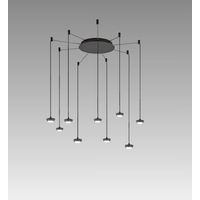 Suspension Led 9 Lumières En Aluminium Et Métal Noir Mat, Design Circulaire Moderne, 45W, 3000K, Haute Efficacité Lumineuse - Perenz Luminaires