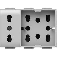 Modulo presa multistandard, 10A, 16A e schuko, serie P, bianco, compatibile con serie BTicino Matix - 4Box Side XL 4B.AM.H21.XL