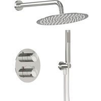 EVERSTEIN Thermostat Unterputz Duschsystem Chrom Edelstahl: 12-Zoll Regendusche Komplettset 38-Grad Verbruehschutz Wandmontage Brausegarnitur G1/2 XXL Regenkopf Wellness Badearmatur Einbau-Duschset