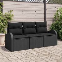 Ensemble de canapé de jardin,Salon de jardin,Sofa Noir polyrotin 395057