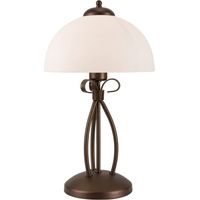 Lamkur Adelle Tischlampe mit Schirm mit Glasschirm, braun, 1x E27