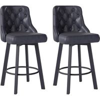 Bar Stool, Waterproof PU Leather,with Footrest (Black,Set of 2)