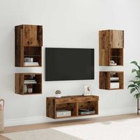 Meubles TV muraux 8 pcs-Banc TV-Meuble Télé Bois ancien Bois d'ingénierie