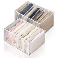 Drawer Organizer, Foldable Mesh Organizer for Clothes Organizer, Closet Organizer with Compartments, Closet Organizer for Jeans and Shirts, 7+9 Compartments