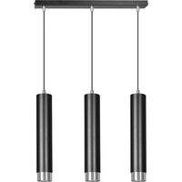 Lampada a Sospensione Kibo, Acciaio verniciato a polvere, Nero, Cromo, 45x100x6 cm