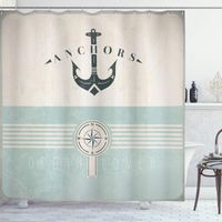 Nautique Rideau de Douche, Ancre Marine Vintage, Tissu Ensemble de Décor de Salle de Bain avec Crochets, 180 cm x 180 cm, Écume de mer Noir Beige