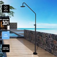 Douche de piscine Alaska en Acier Inox.S316 Noir Mat – Tête Ø25cm /Corps Ø42mm/H. 2,25m – Garantie 10 ans - POOLIMEX