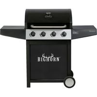 Barbecue à gaz 4 brûleurs 11.7kW sur chariot – Grille en porcelaine noire – Système d'allumage Piezo – Surface de cuisson 3236,45 cm² – Bighorn
