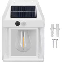 Solarbetriebene Glühlampen-Wandleuchte mit Interaktionssensor, Außenbeleuchtung, Wandmontage, wasserdicht (IP65), weiß