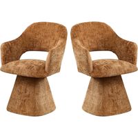 Wahson Set di 2 Sedie da Pranzo Girevoli in Tessuto Durevole con Braccioli, Caramello Chiaro