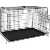 VOUNOT Gabbia per Cani Pieghevole in Metallo, Trasportino Animali Cane con 2 Porte, Vaschetta, 122x75x81cm