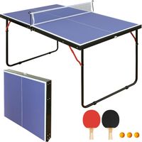Table de ping-pong pliable de 137,2 cm, ensemble de table de ping-pong portable avec filet, 2 raquettes de ping-pong et 3 balles, pour jeux d'intérieur et d'extérieur, facile à ranger