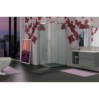 Box doccia quadrato 80x80 cm con profili in alluminio brillantato cromo e finitura pannelli trasparente - Acrux